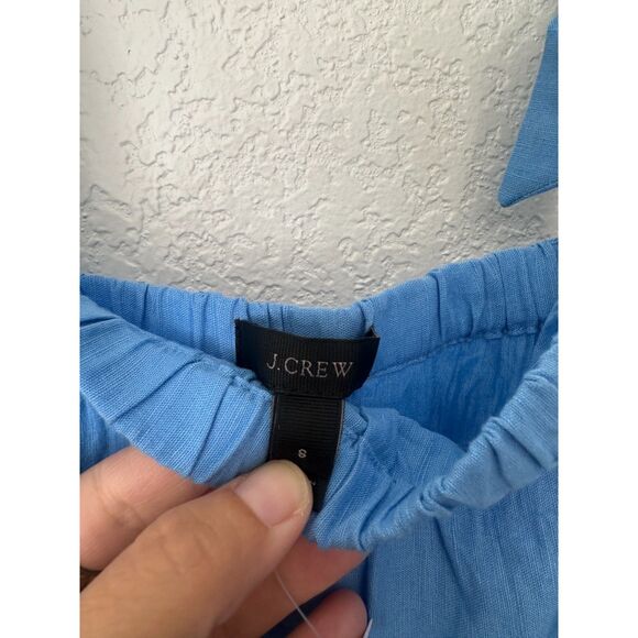 J. Crew Tie- Shoulder Dress with Embroidery Cotton Eyelet Hem Blue NWT Sz Small - Picture 5 of 8